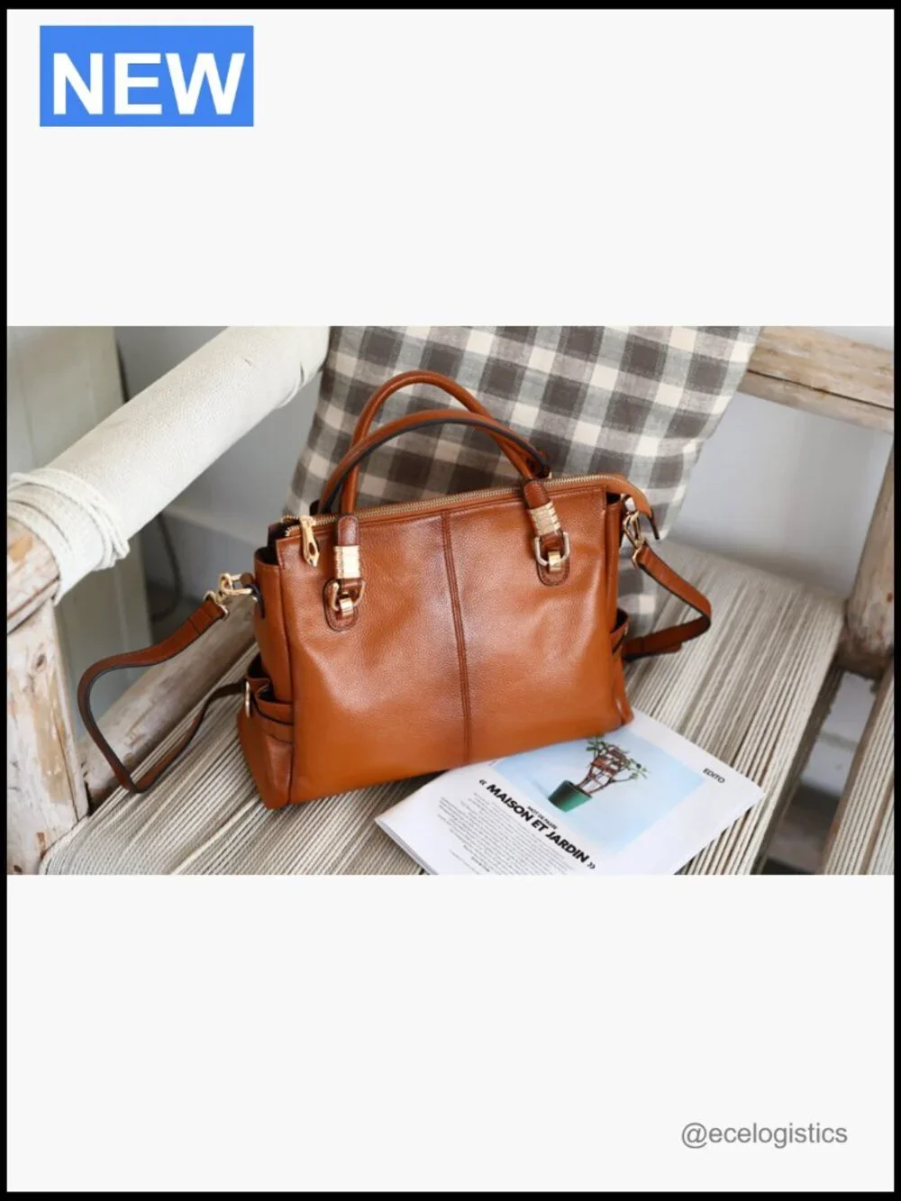 Genuine Leather Satchel Tote Shoulder Bag Large Laptop Purse